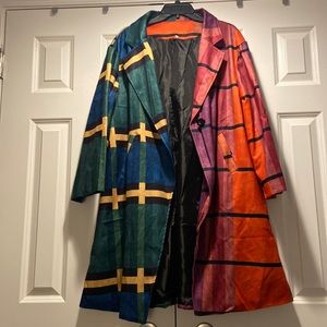 Multicolored plaid lightweight coat with pockets, size 2X